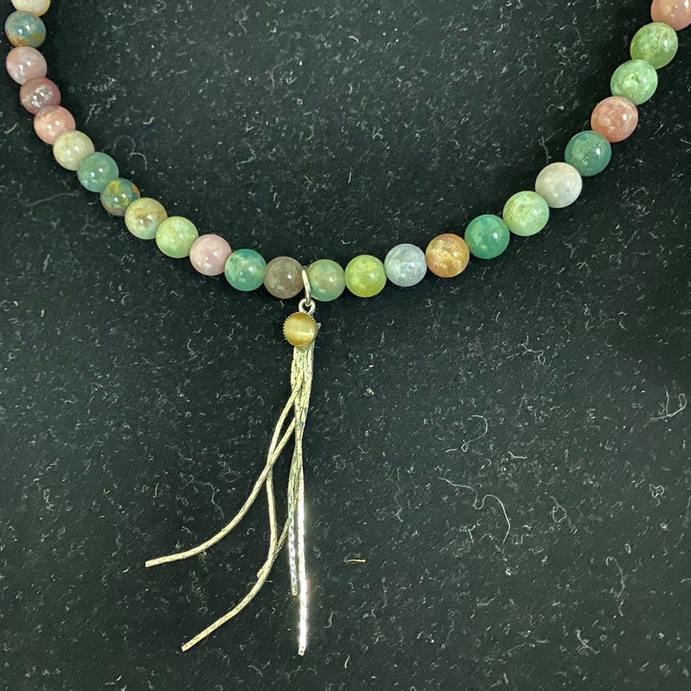 🦊Gorgeous handmade natural stone,silver necklace